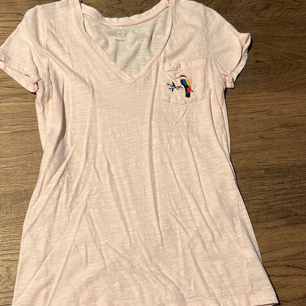 Soft pink embroidered tee. Like new condition.